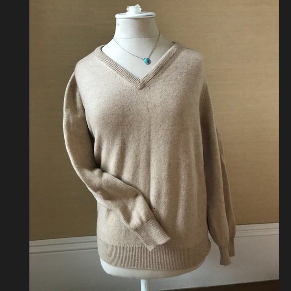 100% CASHMERE CAMEL TOP - Picture 3 of 5